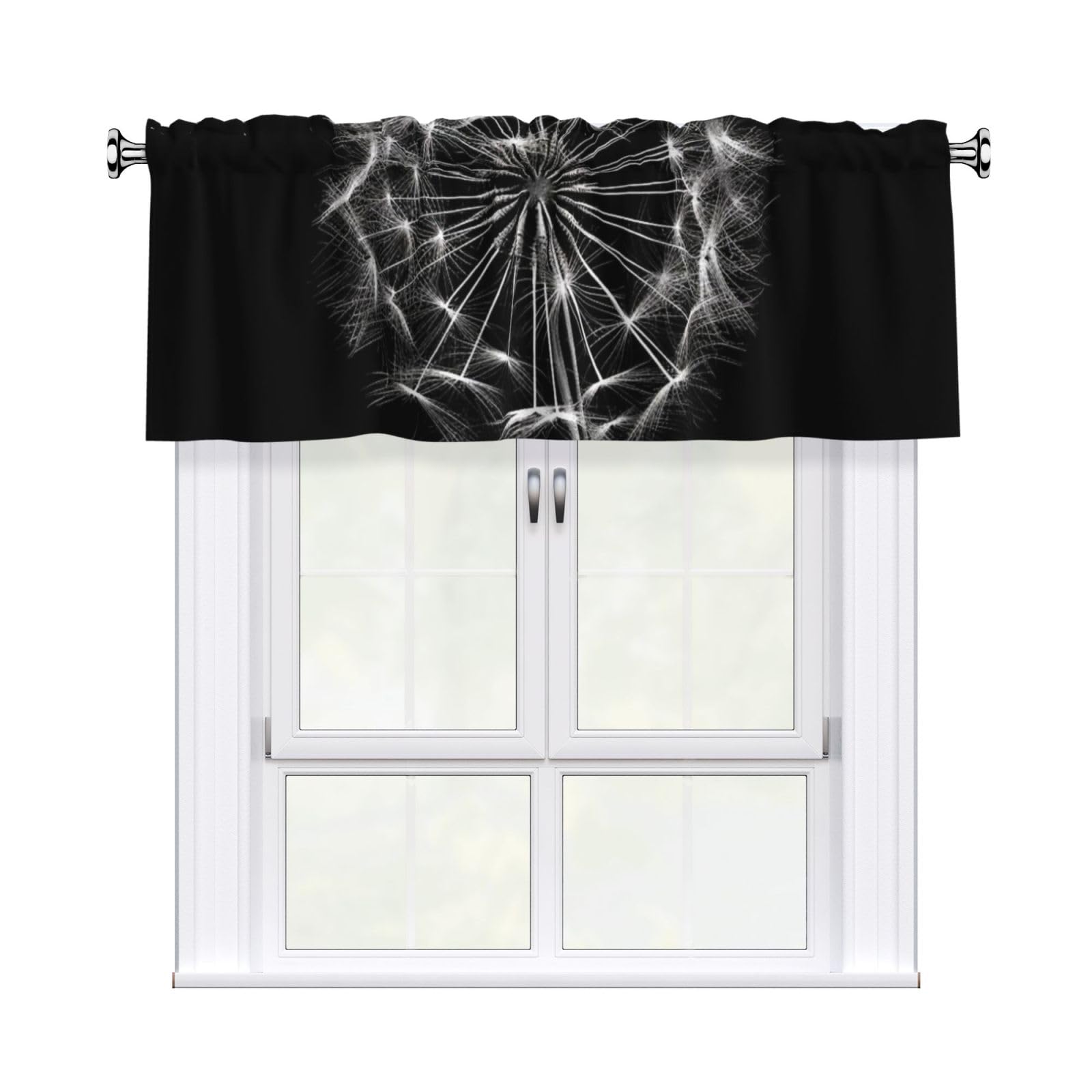 HJKJKKJ Window Valance 137x 46 CM Kitchen Curtains Dandelion Valances for Windows Vintage Short Window Curtains Farmhouse Rod Pocket Decorative Curtain Valance for Bedroom Bathroom