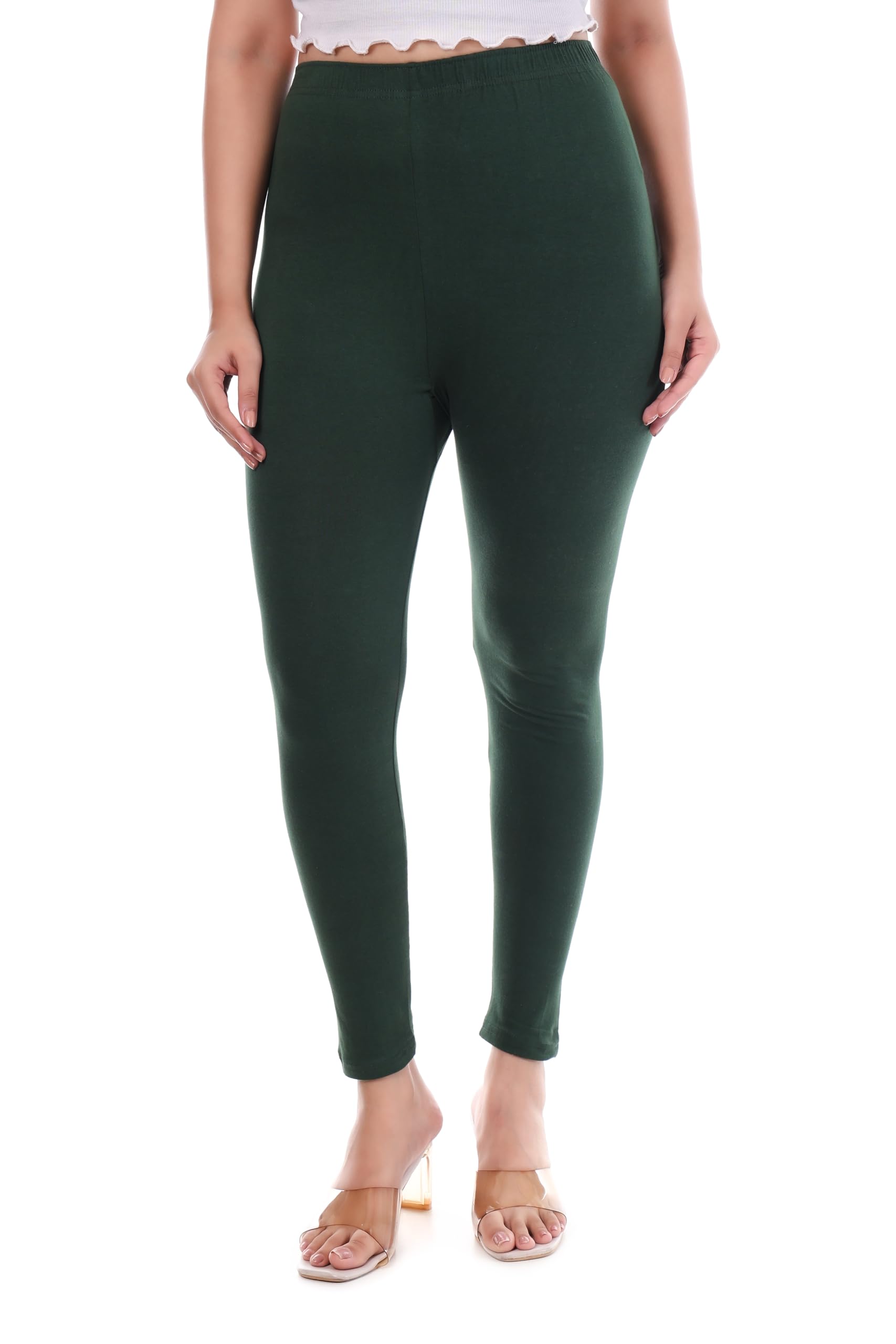 SNITCH Women Cotton Lycra Ankle Length Leggings | 4 Way Stretchable | Mid Waist Slim Fit Tights | Soft Comfortable Ankle Legging for Girls & Ladies in neutral