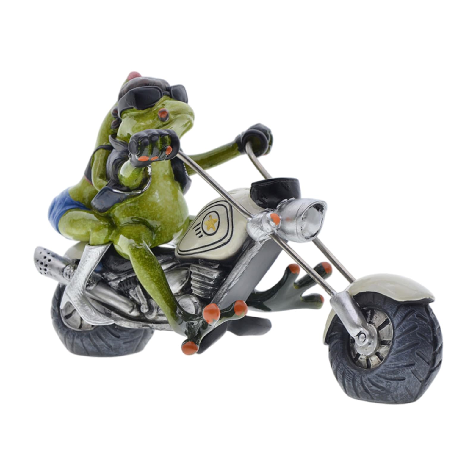 CUNZJIA Romantics Frogs Couple On Motorcycle Resin Sculpture Collectible Ornament Home Desk Decors for Lover