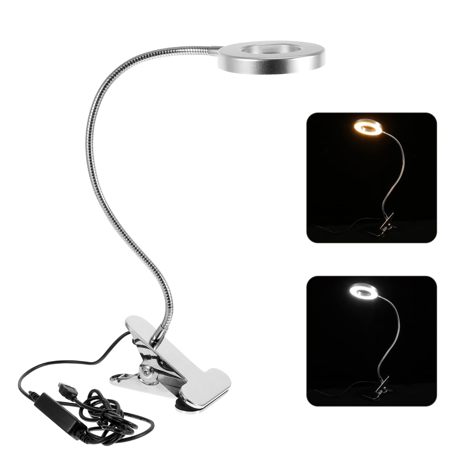 Ser di 2 Clip sulla Luce Clip Luce Clip Luce di Lettura Luce Led Lettura Luce/3141 | Argento x 3 pezzi, 50 x 9 x 2 cm x 2 pezzi