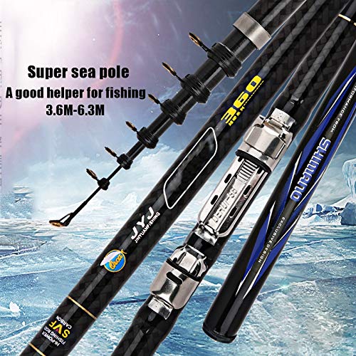 6.3M, 5,4 M, 4,5 M, 2,7 telescópica caña de Pescar de Carbono Ultra Ligero Ajustable Pesca Ultra Hard Rock Mar Rod Roces Surf caña de Pescar Portátil Cañas de Pescar (Size : 2.7 m)