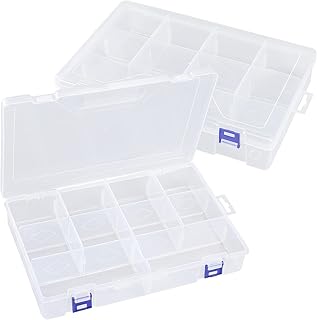 Plastic Organizer Box Craft Storage 10 Grids Box 2 Pack Compartment Organizer Box with Dividers Snackle Box Container Thread Organizer