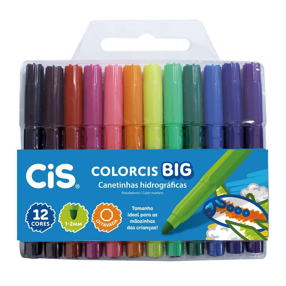 Canetinhas Hidrográficas, CIS, Jumbo 207.6800, Multicor, pacote de