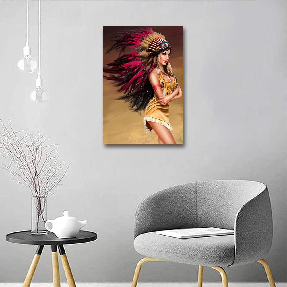 SWQYLB Native American Wall Art Decor 3 Pieces Indian