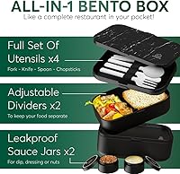 Vista 46 de Umami Bento Lunch Box for Men & Women, Black Lotus, 68 oz