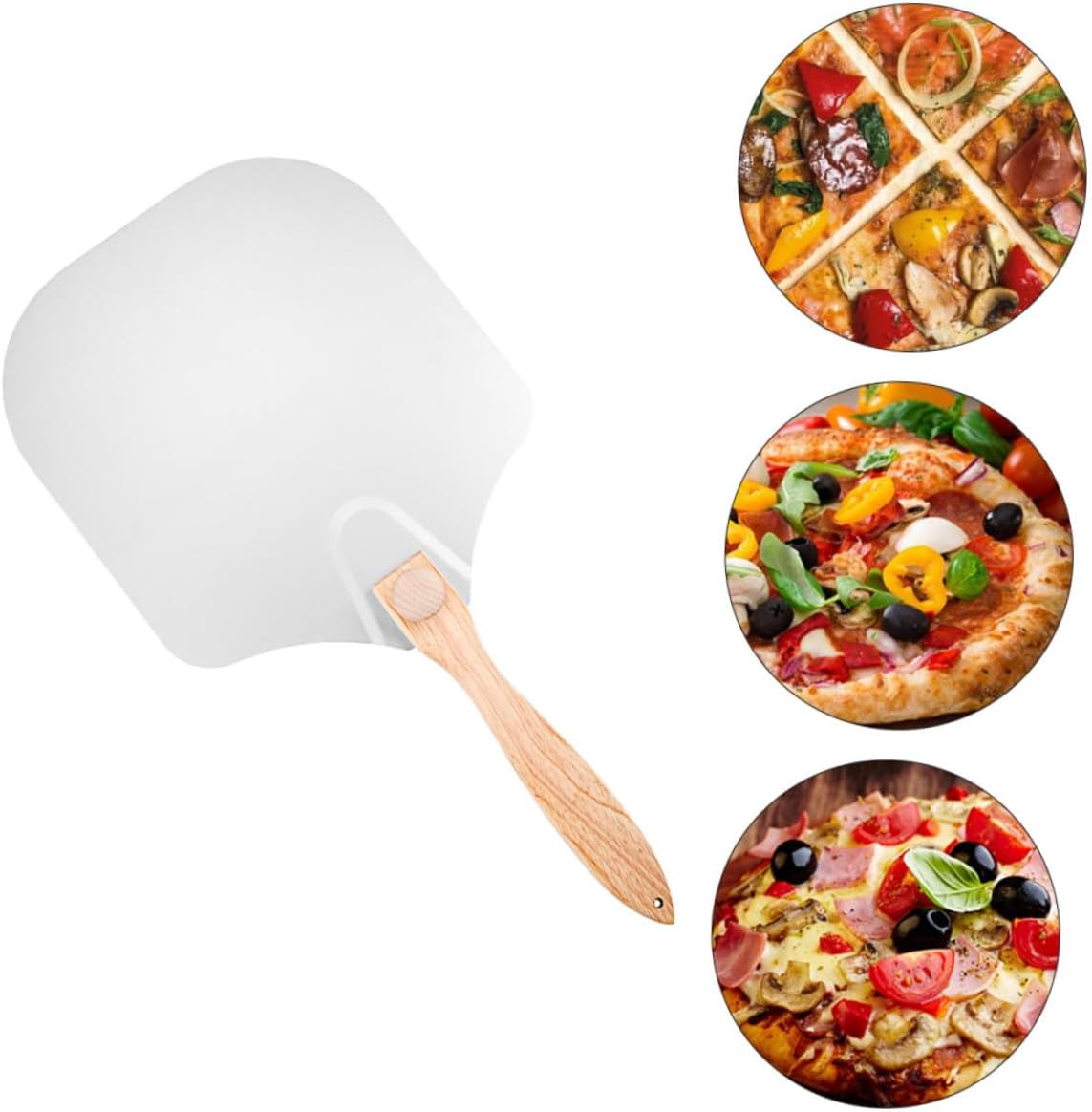 Cabilock Folding Aluminum Pizza Peel and Spatula with Wood Handle Baking Pizza Transfer Paddle for Oven and Grill Use Space-saving Tool Random Color
