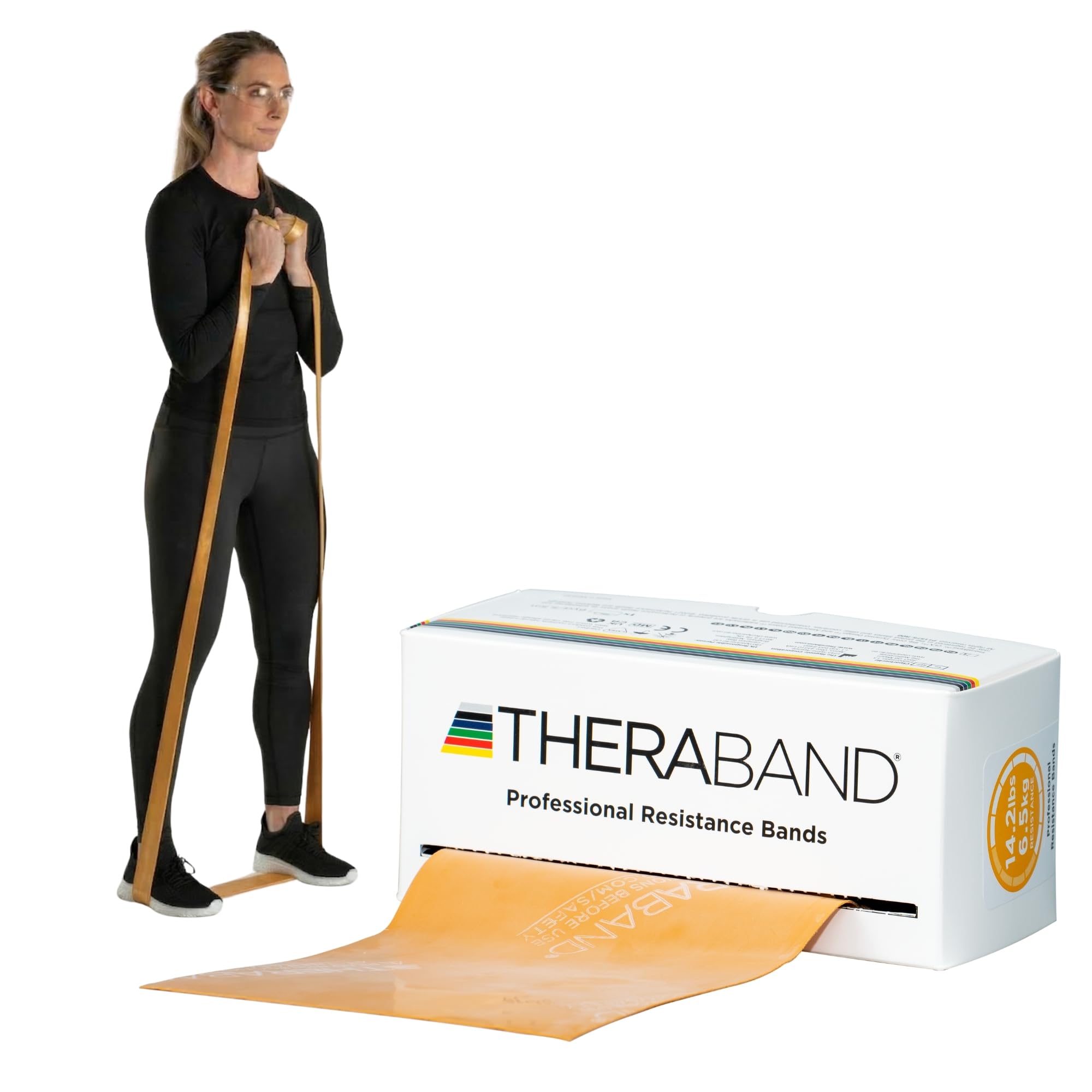 TheraBand Fascia di resistenza in lattice – Fasce elastiche per esercizi e fisioterapia professionale, fascia per esercizi per riabilitazione, pilates, allenamento e recupero della mobilità – rotolo