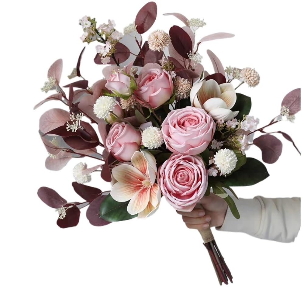 JUAKSQZYI Fake Flowers Fake Artificial Flowers Bouquet for Decoration, Silk Floral Arrangements for Rustic Home Decor Vase Decor(Pink)