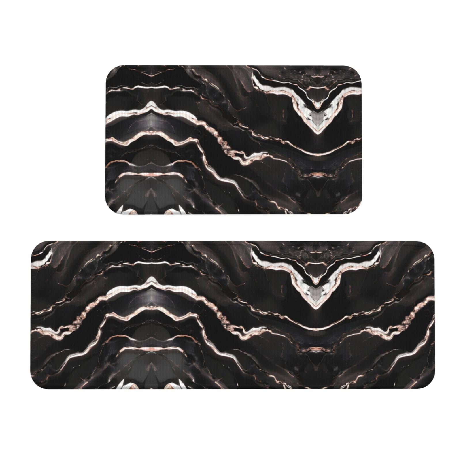 Tapetes de cocina antideslizantes EdWal impermeables de mármol negro y oro rosa