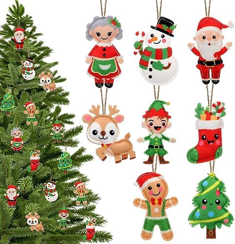 Peryiter Conjunto de 8 peças de enfeites de feltro de Natal 3D pi...