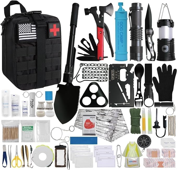 Original Survival Kit, 250 Piece Survival Gear First Aid Kit with MOLLE System Compatible Bag and Emergency Tent – Ideal for Earthquakes, Outdoor Adventures, Hiking, Hunting, Medium Original Survival Kit, 250 Piece Survival Gear First Aid Kit with MOLLE System Compatible Bag and Emergency Tent – Ideal for Earthquakes, Outdoor Adventures, Hiking, Hunting, Medium