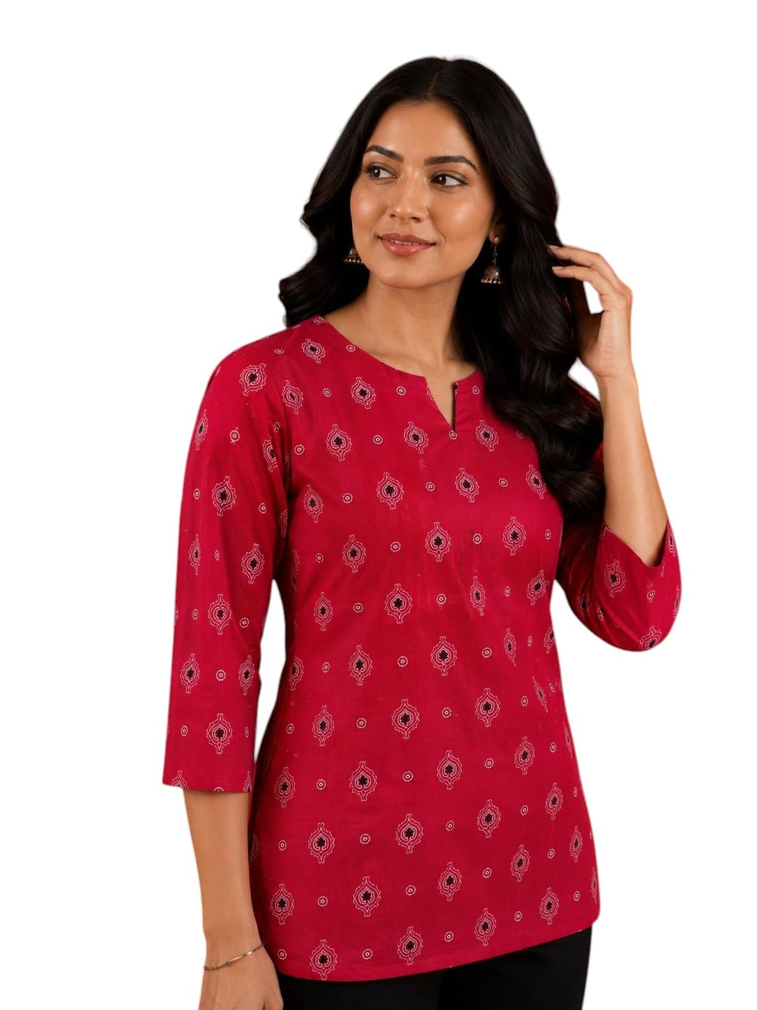 Roadster KHILORI Women's Rayon A-Line Short Kurti | Trendy Ethnic Kurta | Stylish Office Wear, Casual Wear Kurti for Girls Top in neutral
