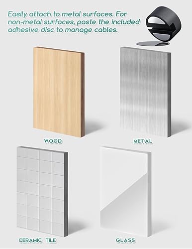 Miniatura 5 de Pro - Organizador magnético de cables, paquete de 5 soportes magnéticos para cables de silicona para gestión de cables, adecuado para acero, hierro,