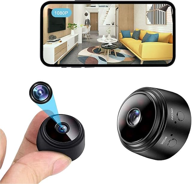 TOPCOD Mini Spy Hidden Cameras For Home Security 1080 HD Wide Angle Wireless WiFi Small Nanny Cam Indoor Micro Surveillance Cameras with Night Vision Motion Detection for Outdoor/Indoor, Black-a9