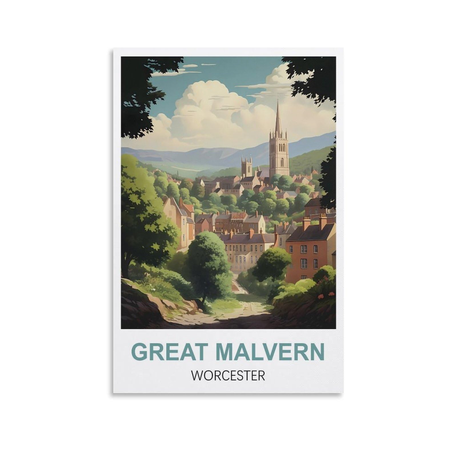 EZMLFA Paint by Numbers for Adults Great Malvern Worcester DIY Digital Painting for Beginners Wall Decor Drawing Gift 50x60cm
