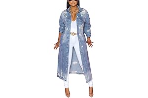 Chic and Opulent: Long Denim Jacket for a Dazzling Diamonds and Denim Outfit