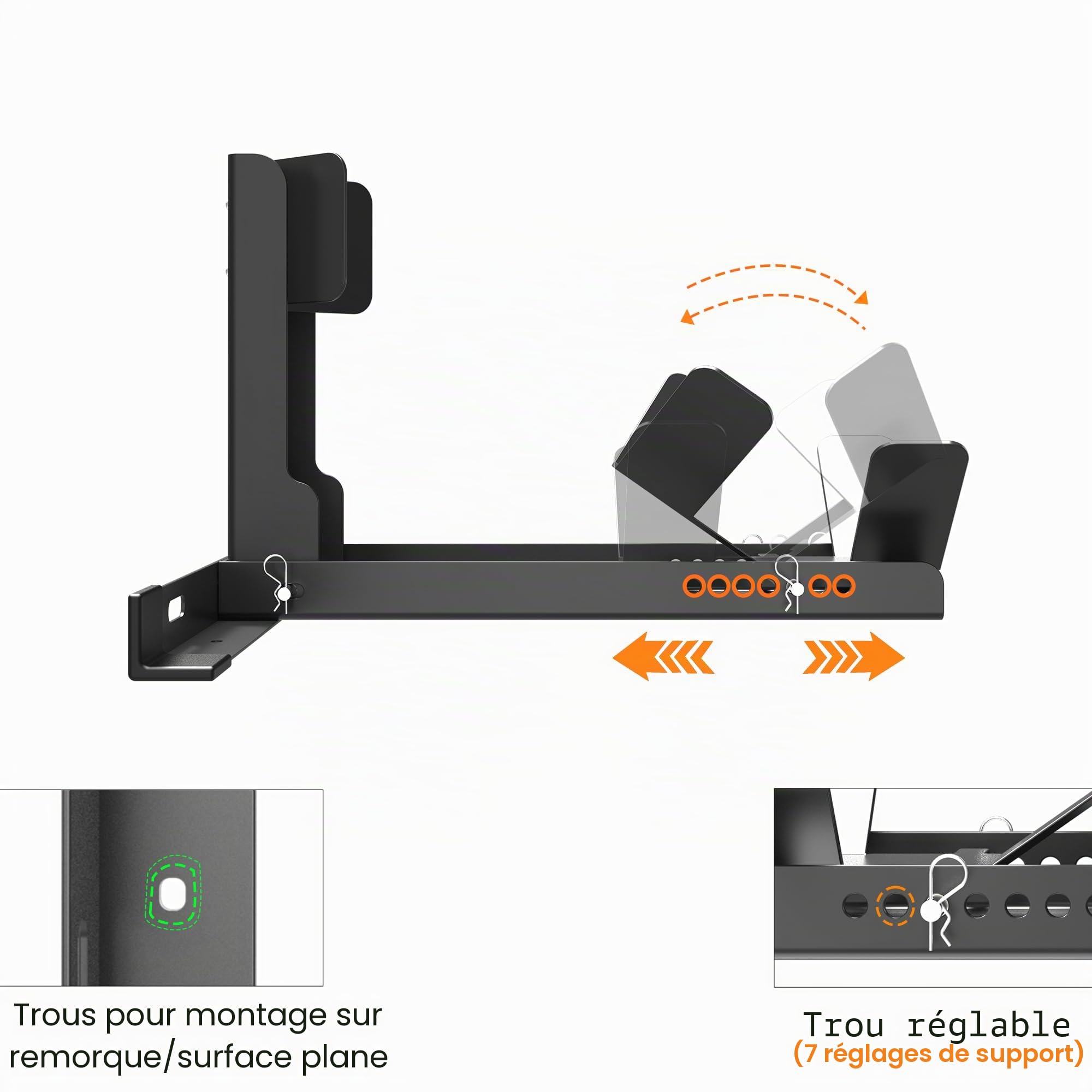 GRAND PITSTOP Cale de roue universelle pour moto Crusier, Sports et Dirt Bikes, très résistante capacité de charge de 907,2 kg, support de moto pour remorque, entièrement réglable, amovible et pliable