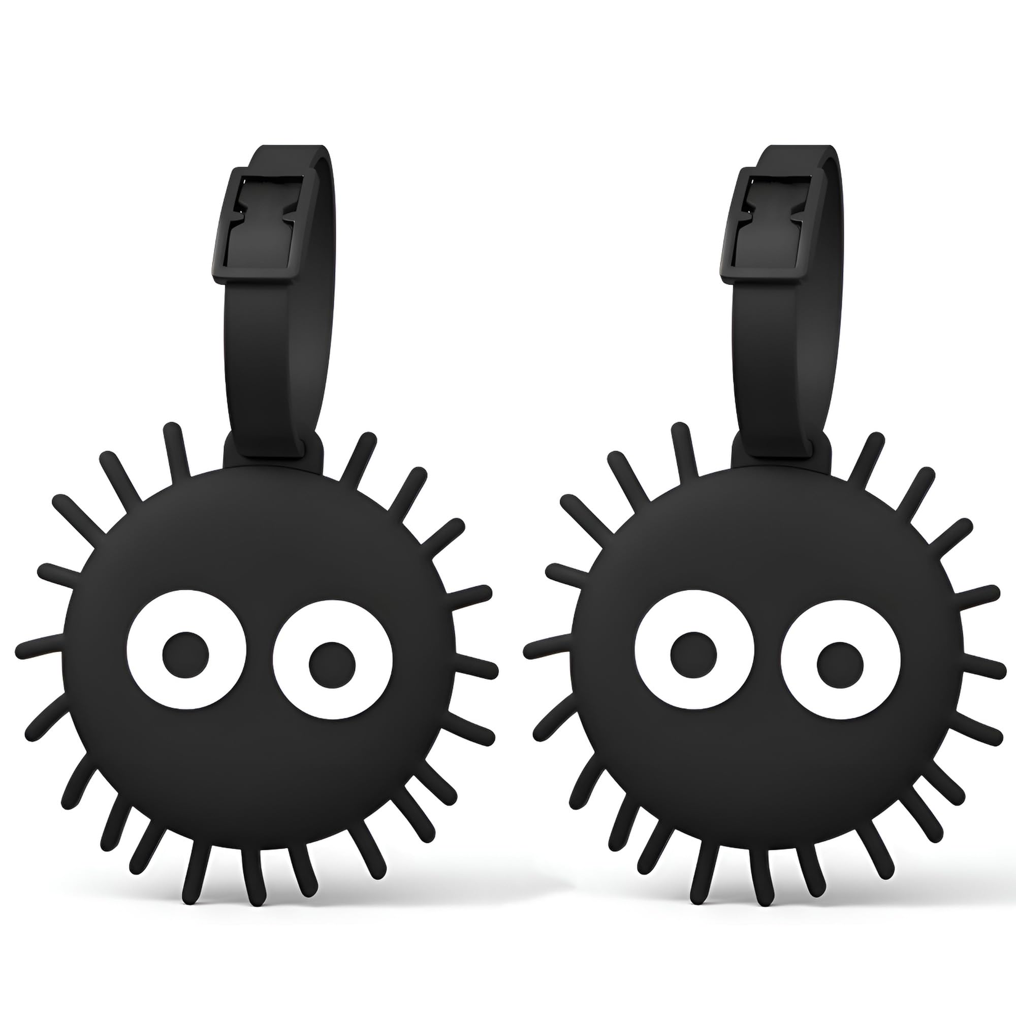 Cute Cartoon Luggage Tags 2 Pack – Durable Silicone Bag ID Labels for Kids & Family Travel, Easy-to-Spot Suitcase Name Tags with Strap for School