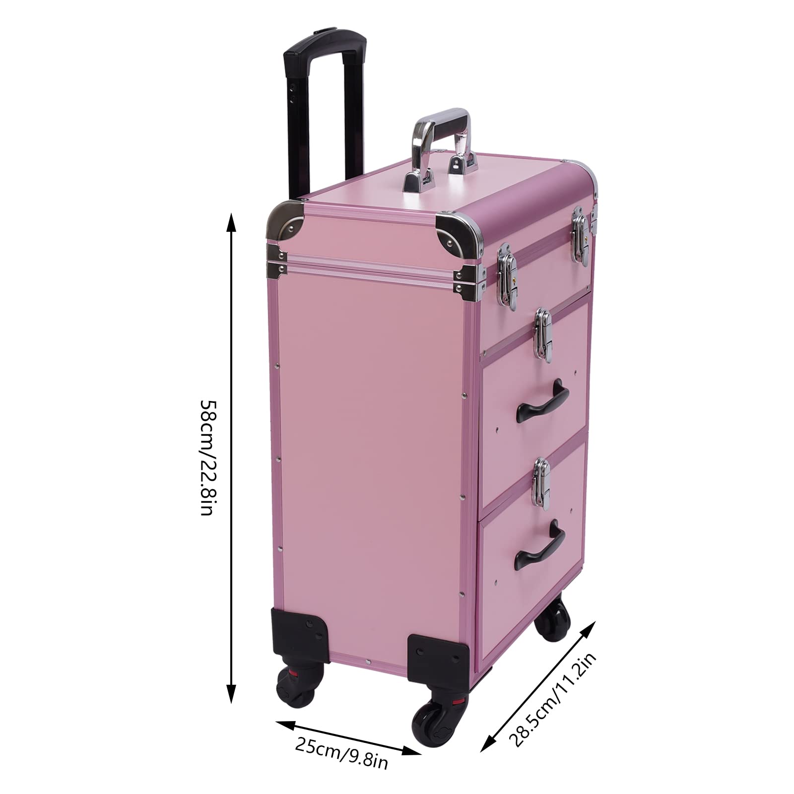 Maleta con Ruedas para Maquillaje, Estuche con Ruedas para Maquillaje y cosméticos, Organizador de esmaltes de uñas para Estudio o Viajes, Ideal para técnicos de uñas.