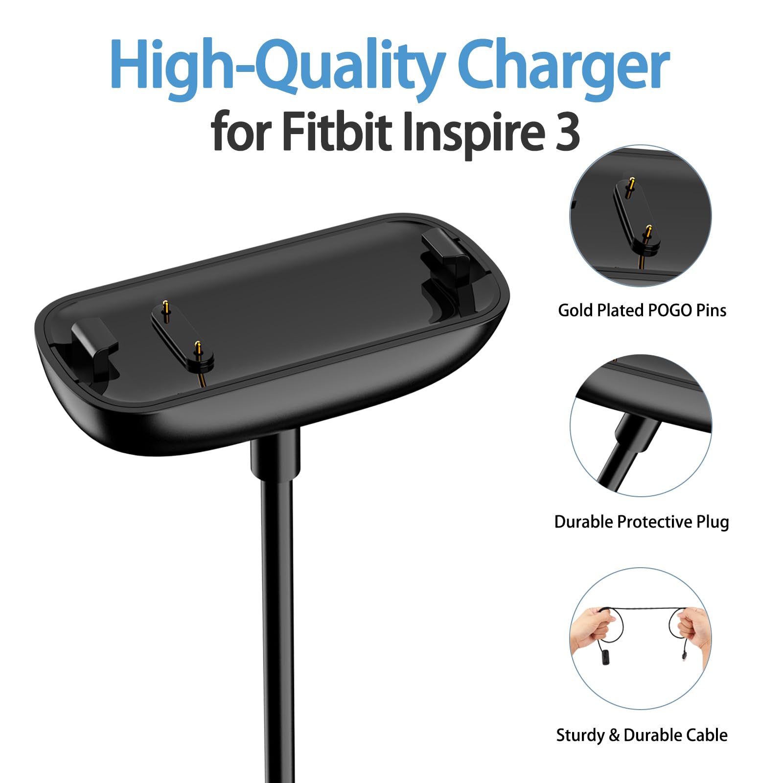 Cavo Di Ricarica Magnetico Per Fitbit Luxe E Charge 5 – Sostituzione USB 1m Con Protezioni Di Sicurezza