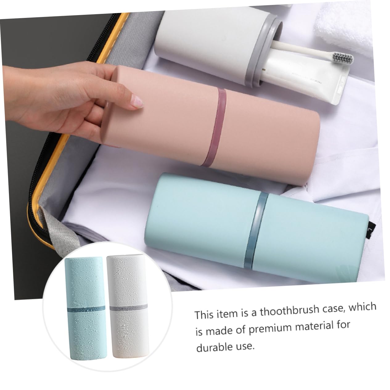 Ipetboom 4pezzi Porta Spazzolino e Tazza Da Viaggio Contenitore Per Igiene Design Compatto e Portatile Per Uso Domestico e Viaggi Bianco