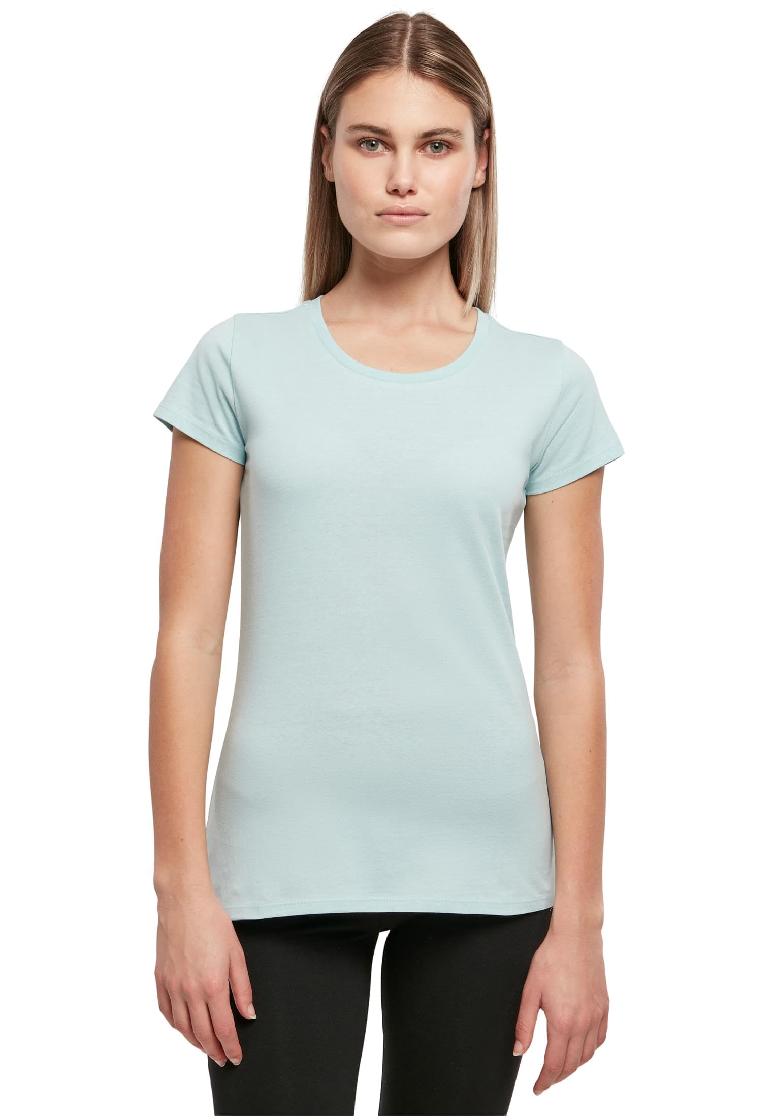 Build your Brand Women's Basic Tee, Short Sleeve Women's T-Shirt with Crew Neck, Made of Cotton, Sizes XS - 5XL, Ocean Blue, M