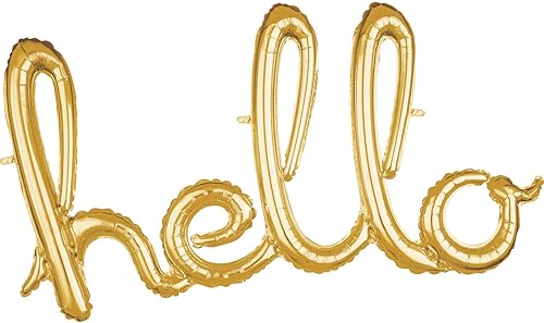 Anagram International 3669211 Frase Hello Party - Globo de 39 pulgadas, color dorado