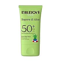 Bilboa Sapore di Aloe Crema Viso Solare SPF 50+, con Aloe Vera, Musica per le Pelli Sensibili, Resistente all’Acqua, Dermatologicamente Testato – 40 ml