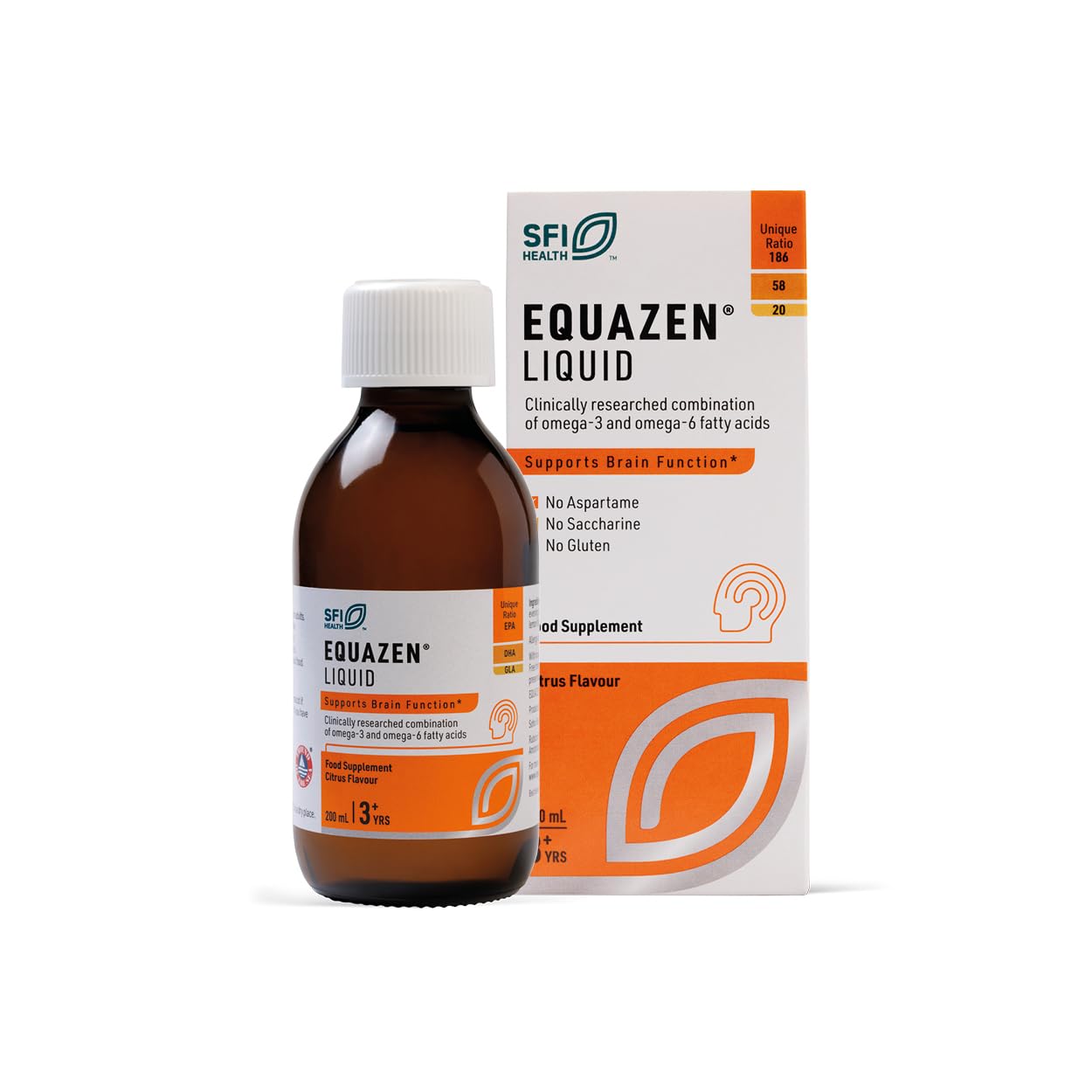 EQUAZEN Childrens Liquid | Omega 3 & 6 Supplement | Supports Brain Function | Blend of DHA, EPA & GLA | Suitable from 3+ to Adults | 200 ml Citrus Flavoured Liquid