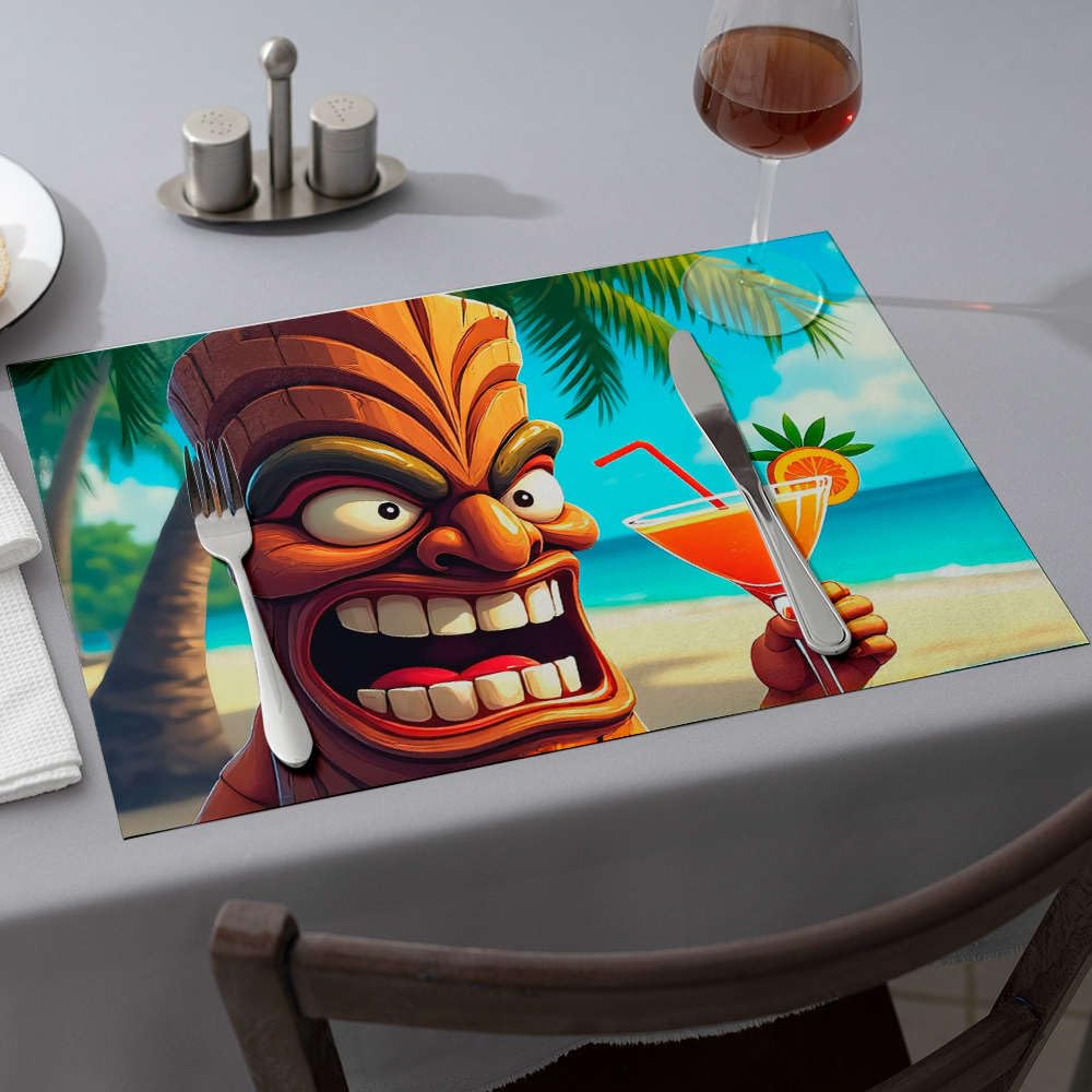 Lot de 6 sets de table Tiki anti-tache et thermiques pour préserver vos meubles en bois