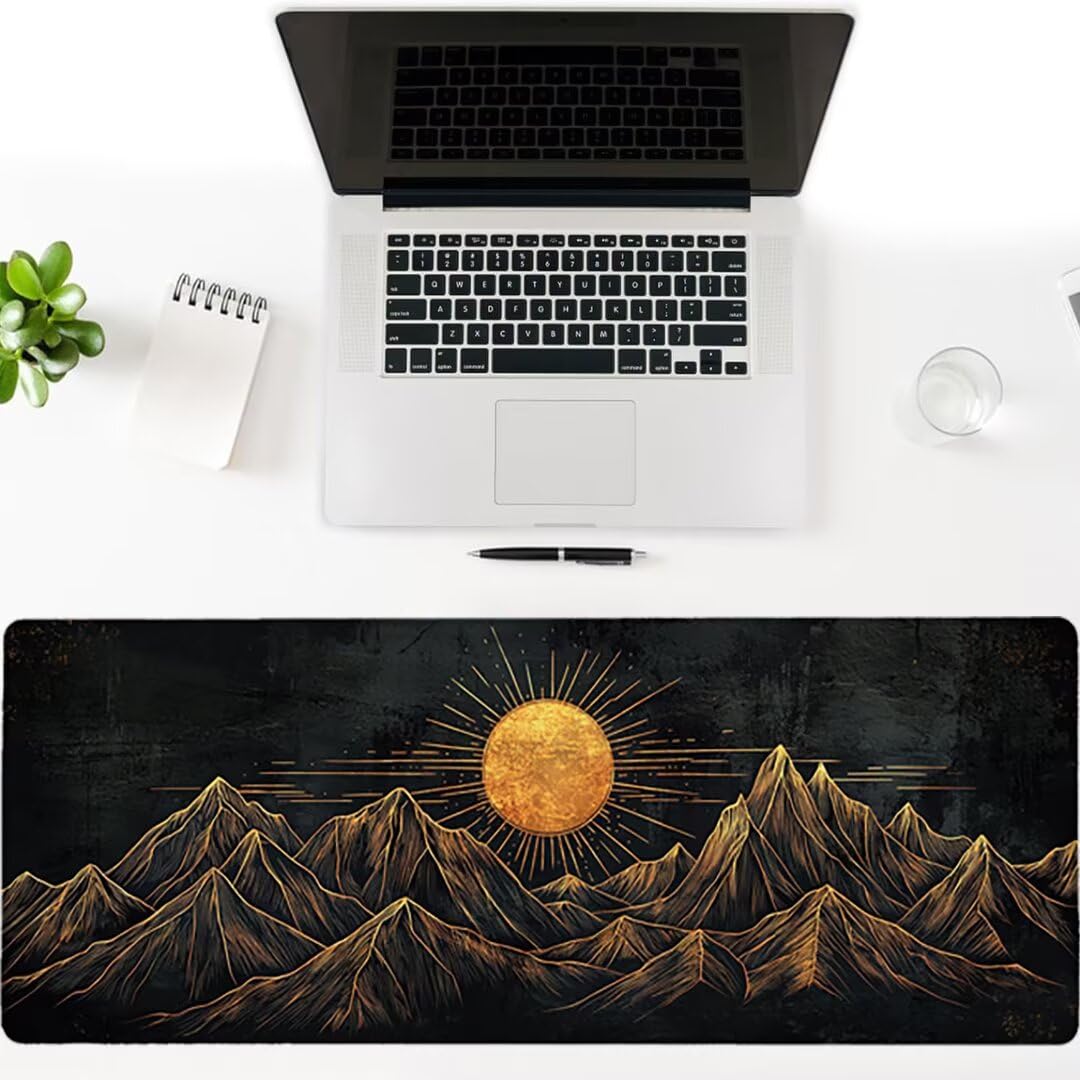 Podkładka pod mysz do gier XXL - 1600x800x3mm - Krajobraz Duża antypoślizgowa podkładka pod klawiaturę biurową ze zszytymi krawędziami, czarna duża podkładka pod mysz do gier do biura i domu, poprawia