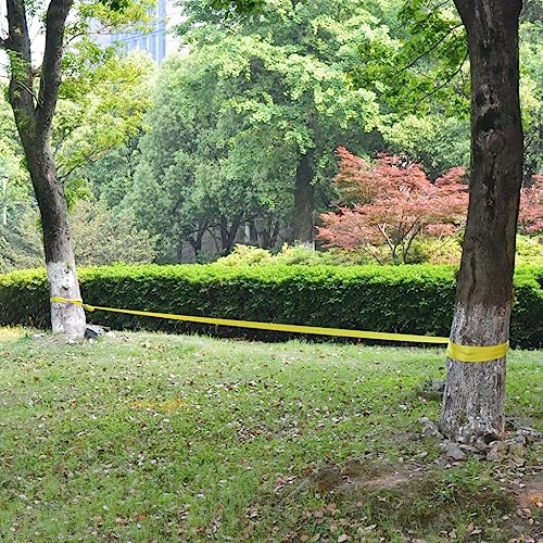 Slackline 15m x 50mm para jardín, cinta amarilla elástica de equilibrio que soporta hasta 150kg