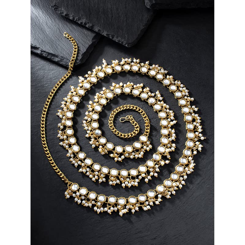 Aheli Indian Traditional Ethnic Faux Stone Beaded Waist Chain Jewelry Kamarband Patta Womens Belly Chain Sari Saree Belt Gift for Women3