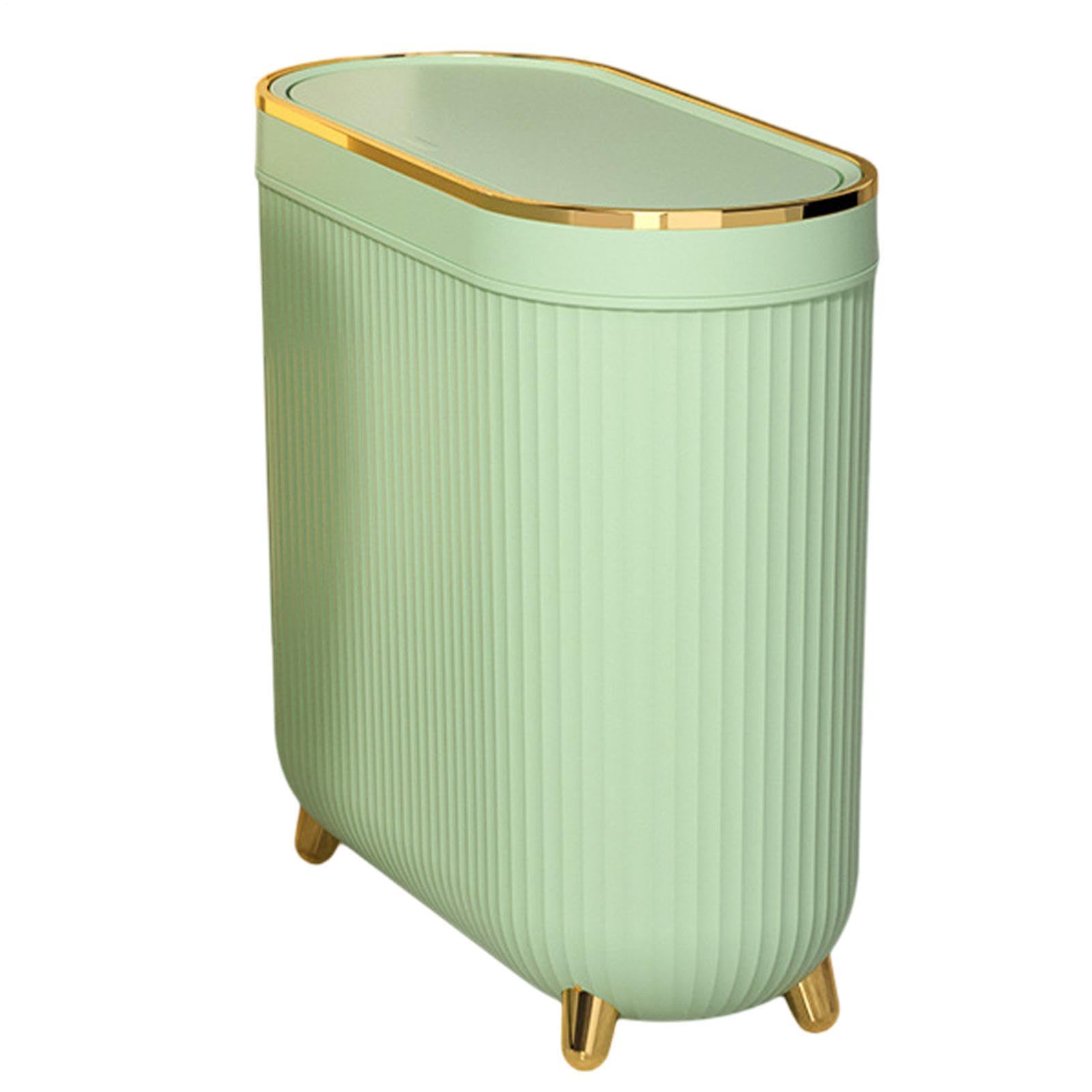 Pattumiera sottile per WC, 32 x 14 x 30 cm, in ABS, pattumiera stretta con | coperchio basculante, cestino leggero da 900 g, funzionamento a pedale silenzioso per l'igiene in piccoli spazi, m