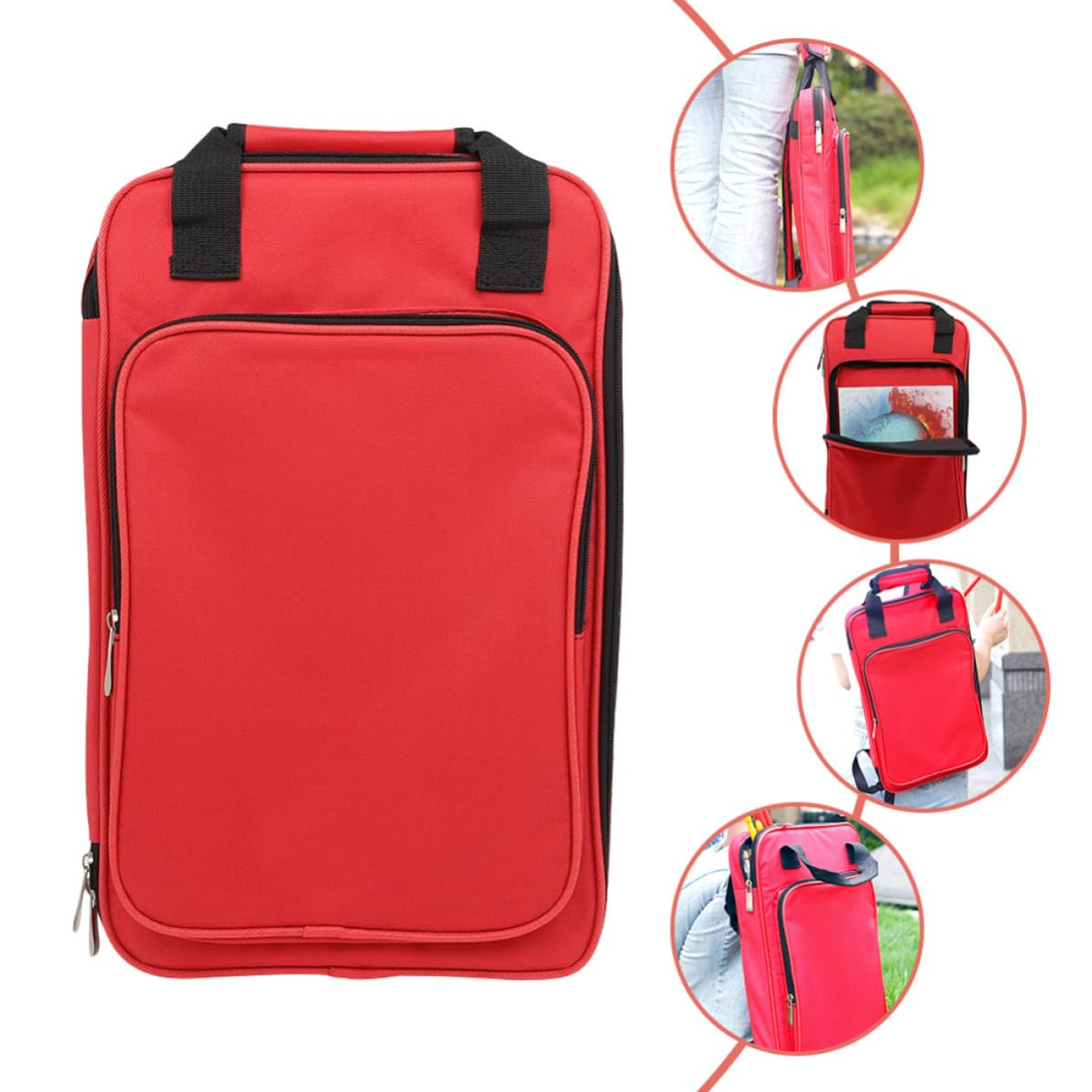 Bolsa para Salas de Transportar de y para Presentaciones de Práctica Fácil Roja Algodón Oxford Baquetas Batería