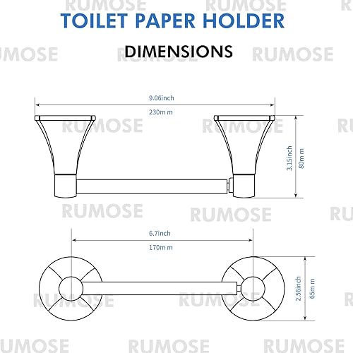 Miniatura 7 de RUMOSE Portarrollos de papel higiénico para baño, mango de tejido pivotante flexible en la pared, bronce aceitado frotado a prueba de óxido, acero