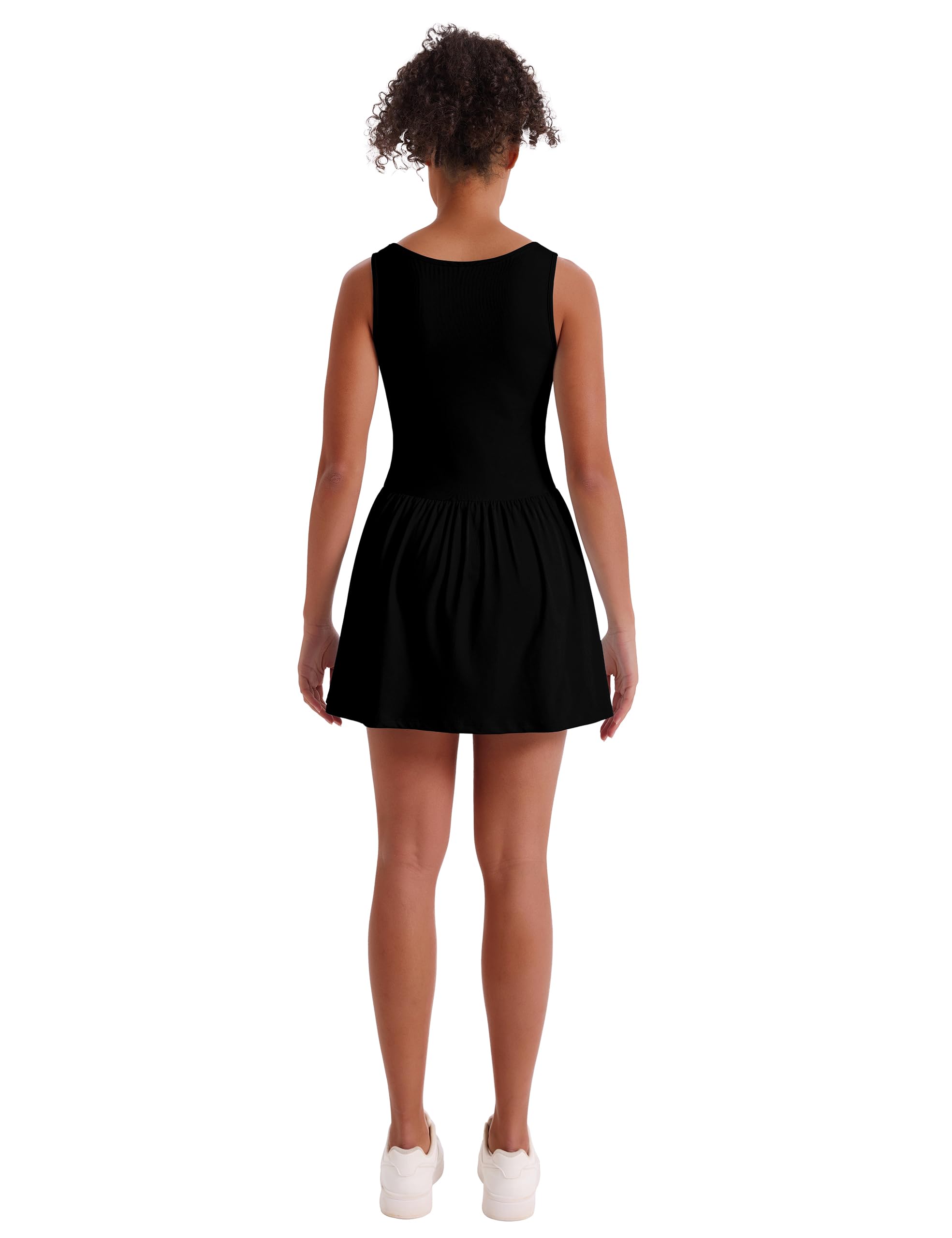Desol Athletic Dress for Women Square Neck Sleeveless Built in Shorts with Pockets Tennis Dress Golf Active Workout Dress — view 4