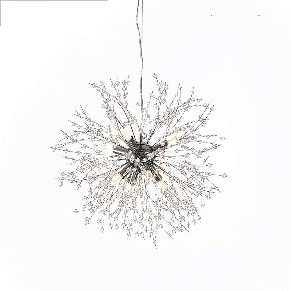 SYAXVOM Modern Dandelion Crystal Chandelier G9 Adjustable Firework Sputnik Ceiling Light for Dining Room Bedroom Living Chrome Finish 9 Head Design Stylish Lighting Fixture
