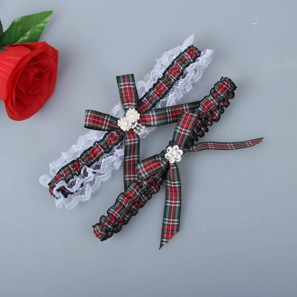 Giarrettiere per spose Giarrettiera in Pizzo, Gamba da Sposa con Reggicalze in Pizzo Elasticizzato-Come Mostrato nella Figura 5 Pezzi_M, Set di Reggicalze in Pizzo (Come Mostrato nella Figura 5 Pezzi