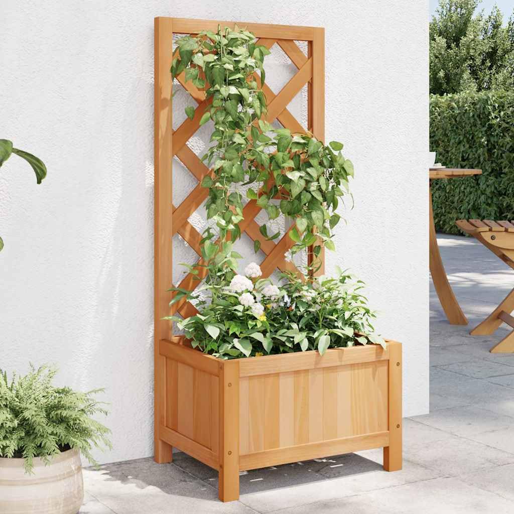 Pflanzkübel mit Spalier Braun Massivholz Tanne für Garten Balkon Terrasse Indoor Outdoor Pflanzen und Rankhilfe, frostsicher, mit Drainage, 40x30x90 cm, geeignet für Kletterpflanzen