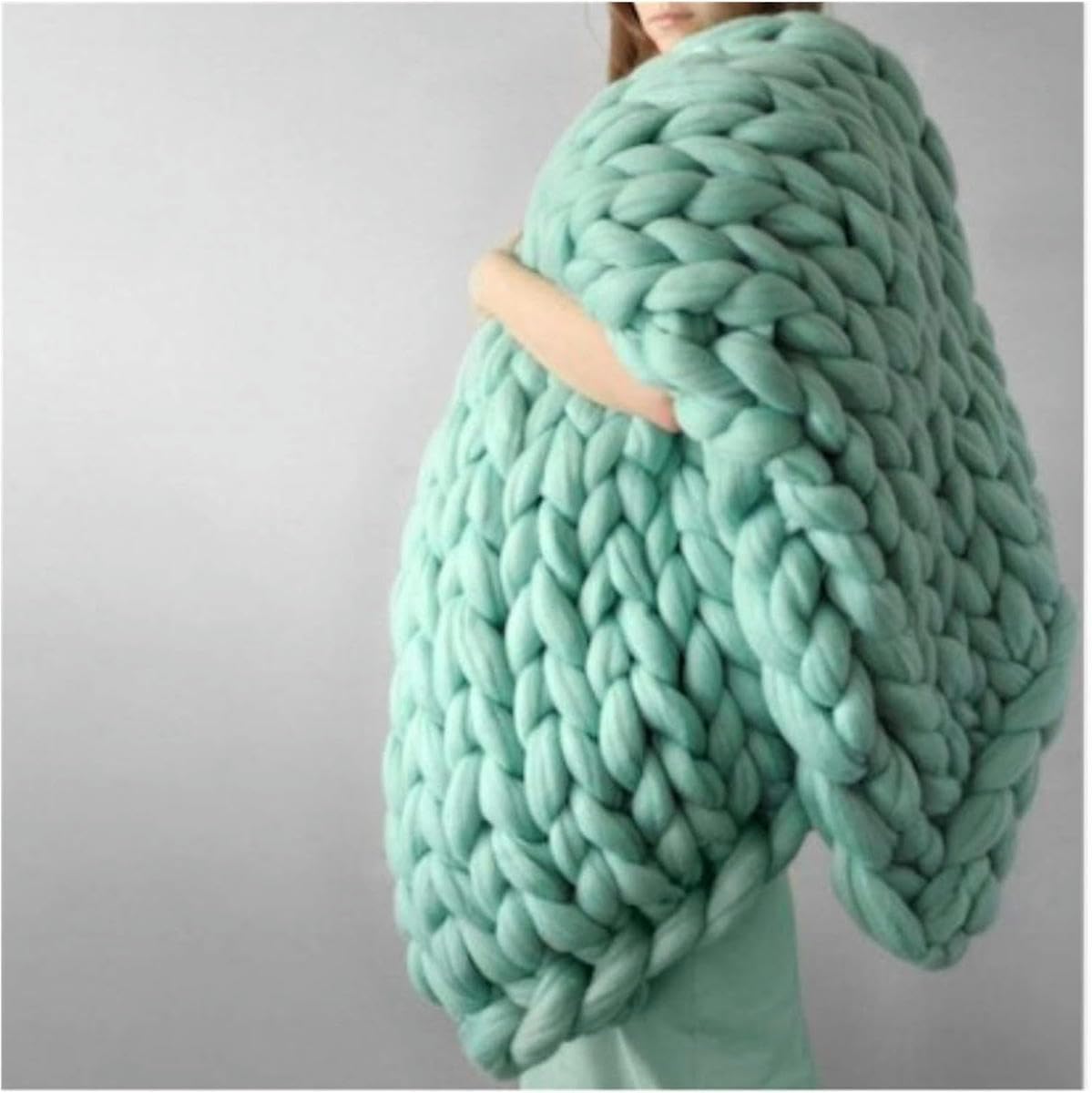 Ovillo de 1000 g/bola de hilo suave para tejer a mano, mantas de punto, hilos gruesos y gruesos, hilo para tejer a mano, crochet, costura, hilo grueso, verde claro