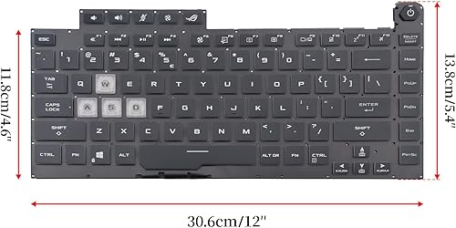 Miniatura 8 de Teclado de repuesto compatible con Asus G512 G531GD G531GT G531GU G531GV G531GW G532 GL531 G15 6037B0203201 (la luz de fondo es de ocho puntadas)