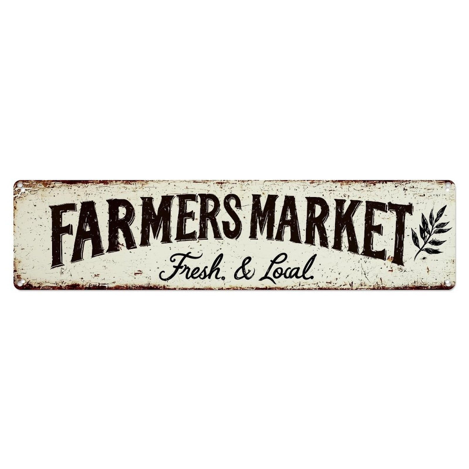 Farmers Market Fresh And Local Vintage Metal Tin Sign Retro Wall Decor for Home Bar Garage Cafe, Indoor & Outdoor Decorative Metal Poster, 4x16 Inch
