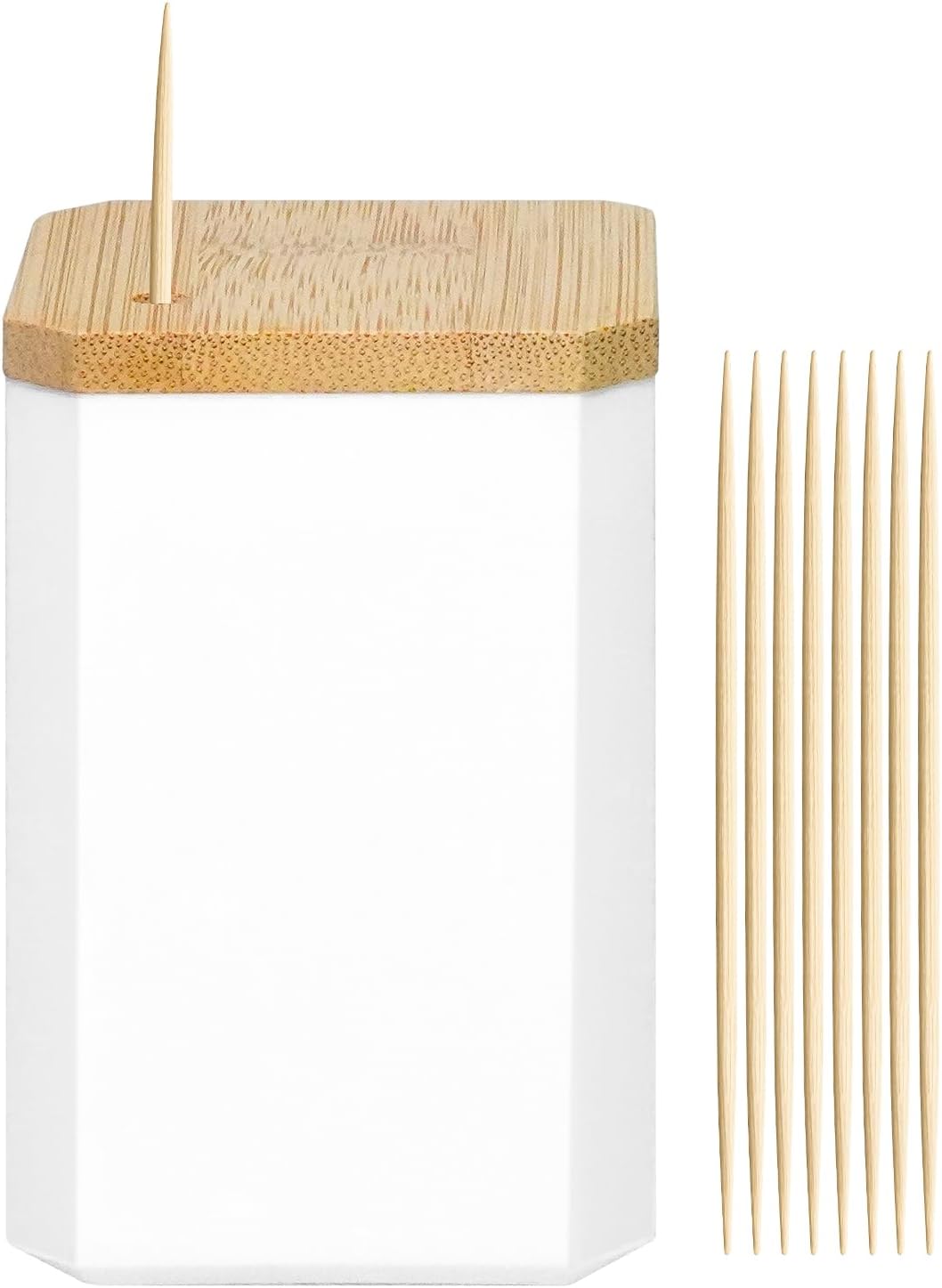 Round Double-Sided Toothpick Holder with 600 Picks - Ideal for Parties, Cocktails, Fruits, Olives, Teeth Cleaning & Crafts