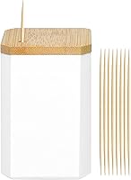 Round Toothpick Holder Dispenser with 2400 Double-Sided Picks - Ideal for Parties, Cocktails, Fruits, Olives, Teeth Cleaning & Crafts