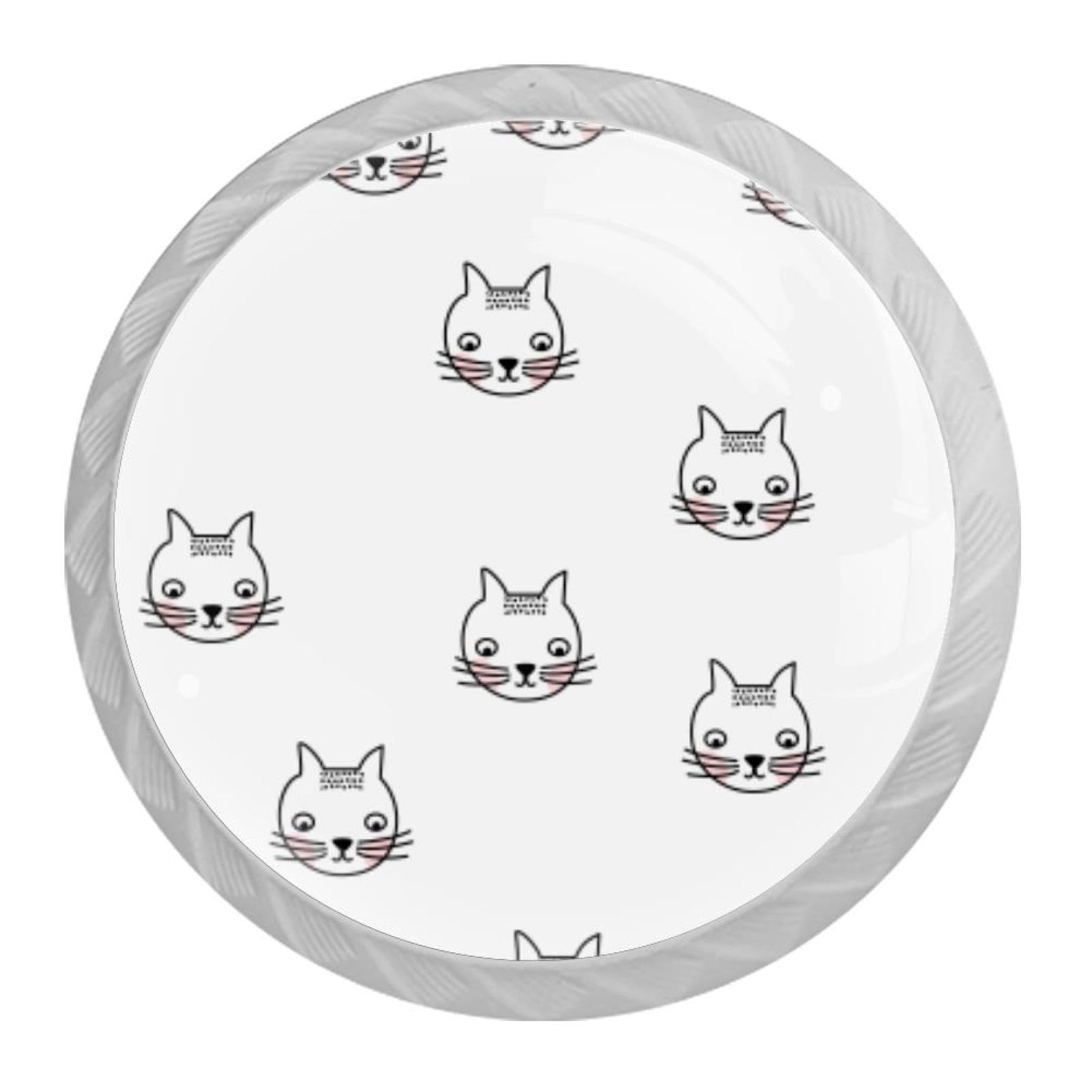 Tqmspg Multi04 4 Pieces Drawer Pulls Cats Pattern Door Knobs Dresser Handles For Kitchen Wardrobe Cupboard Hardware Furniture
