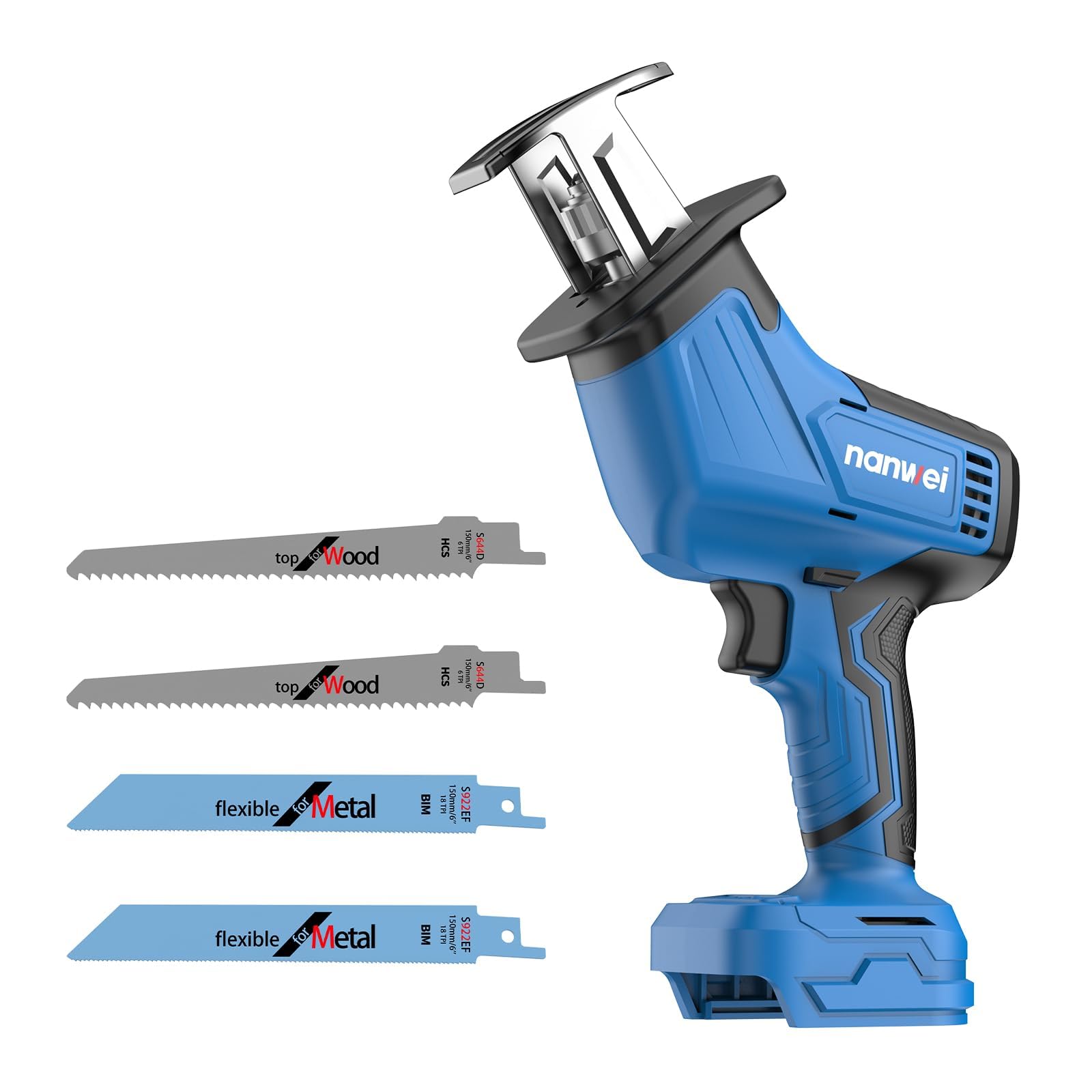 NANWEI Reciprocating Saw Compatible with Makita 18V Battery, Cordless Reciprocating Saw, 0-3500 SPM Variable Speed, for Wood Metal Cutting (Not Include Battery)