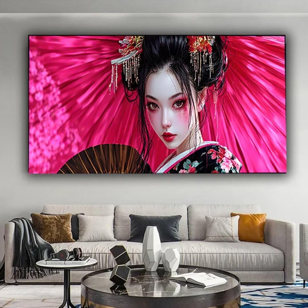 Giappone Dipingi con i Numeri Principianti Adulti, Dipingi con i Numeri Kit Donna Pittura a Olio su Tela Fai da Te - Passatempo per Adulti per la Decorazione Casa o Regalo, Senza Cornice 80x160cm 4-Q