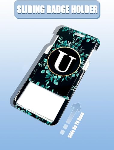 Miniatura 4 de Paquete de 2 portatarjetas con carrete retráctil, monograma con nombre y letra U, protector de tarjeta vertical personalizado resistente para útero,