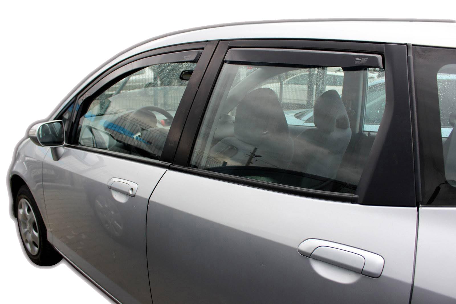 J&J AUTOMOTIVE Windabweiser passend für Honda Jazz 5-Türer 2001-2008 4tlg, Heko Regenabweiser Vorne Hinten Getönt Dunkel Passform